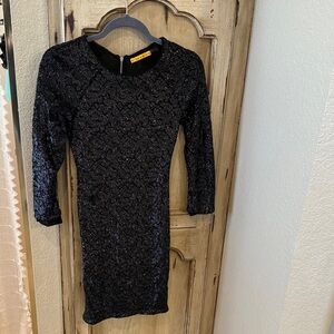 Black Sequin Alice and Olivia Sleeve Mini Dress 4